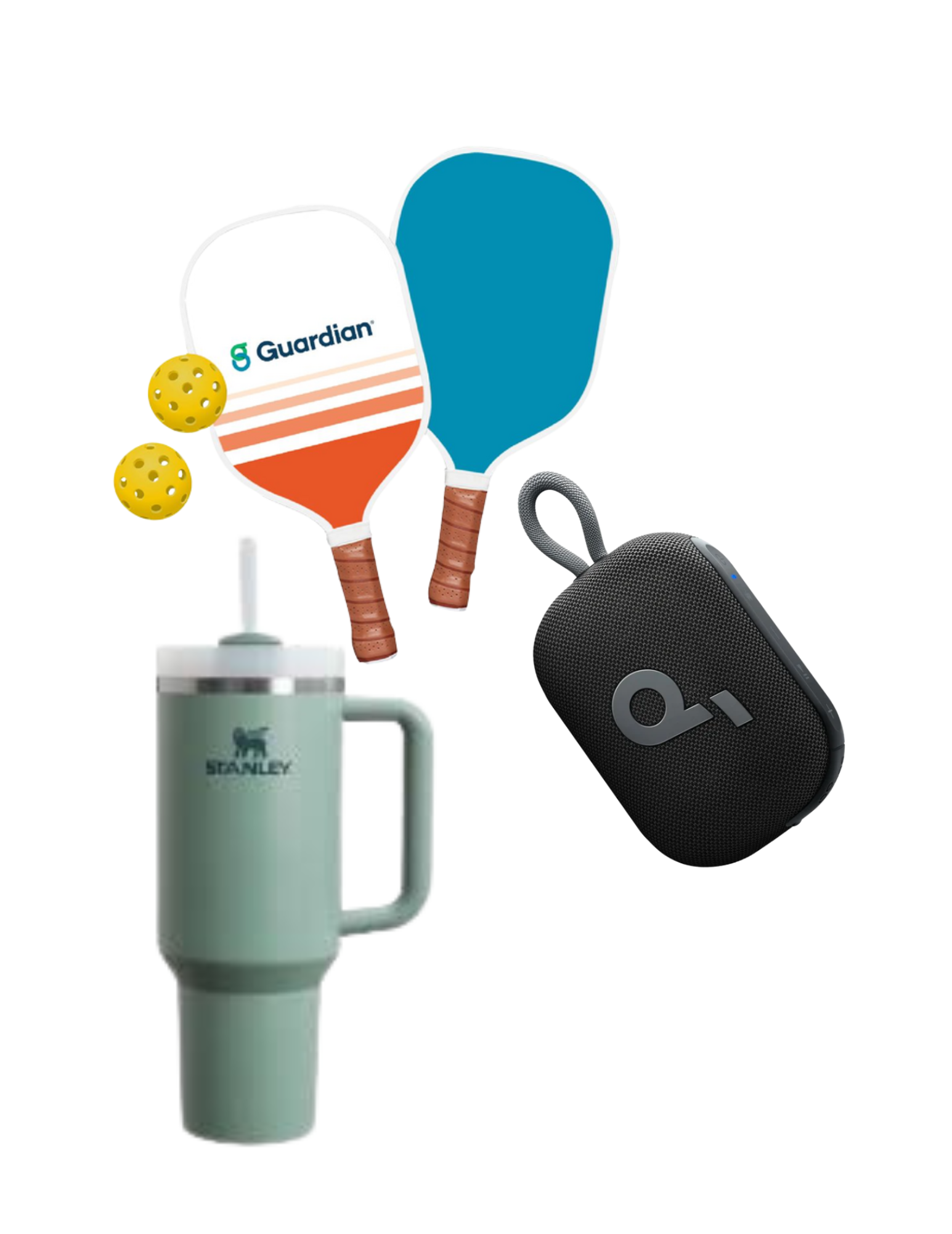 Pickleball Essentials
-Pickleball Set (Guardian)
-Speaker
-Stanley Quncher 40 oz.
